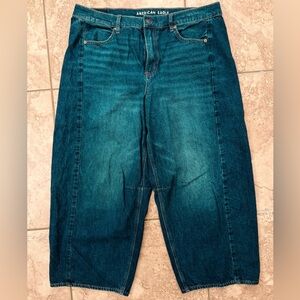 American Eagle Dark Blue Barrel Jeans